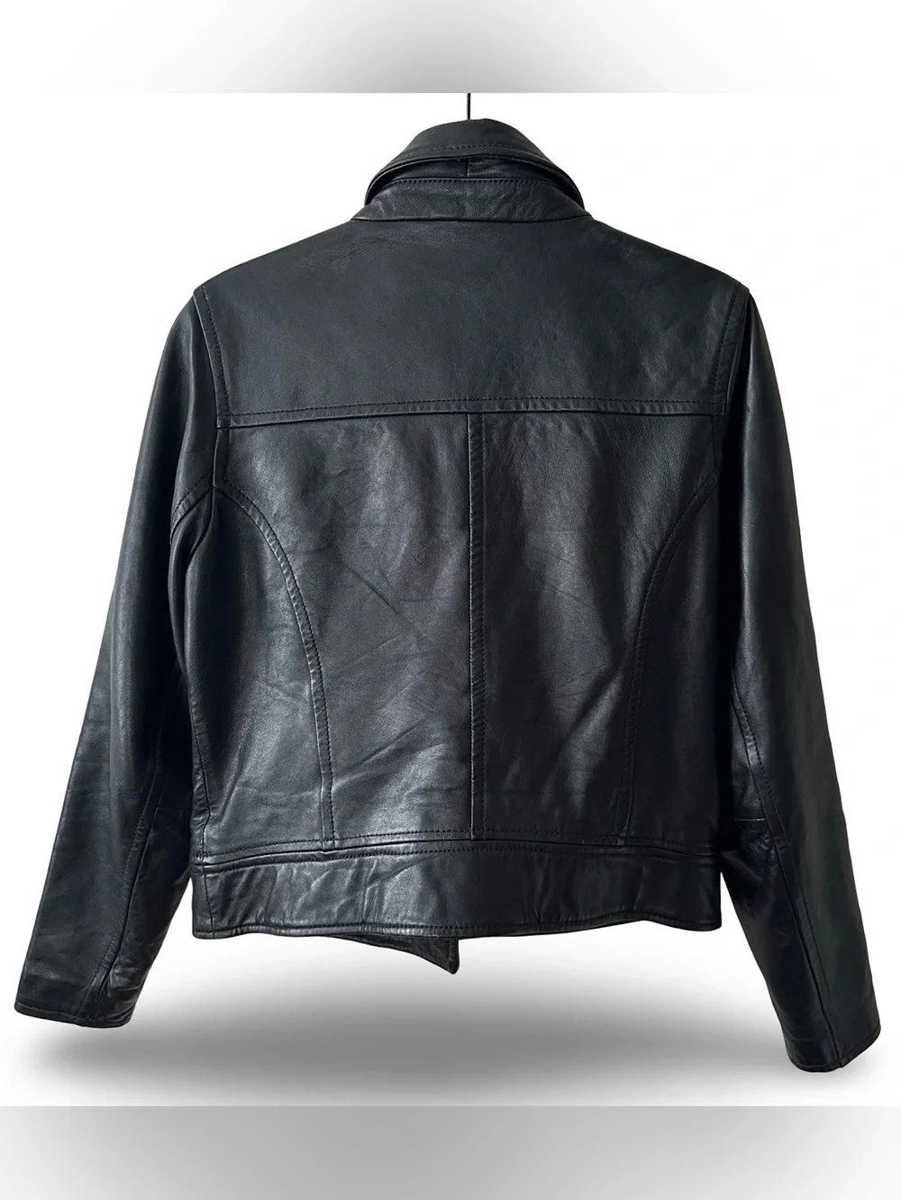 AUTH Vtg 90’s Barneys New York Soft Black Leather Moto Jacket Large Retail $895 - Picture 5 of 8